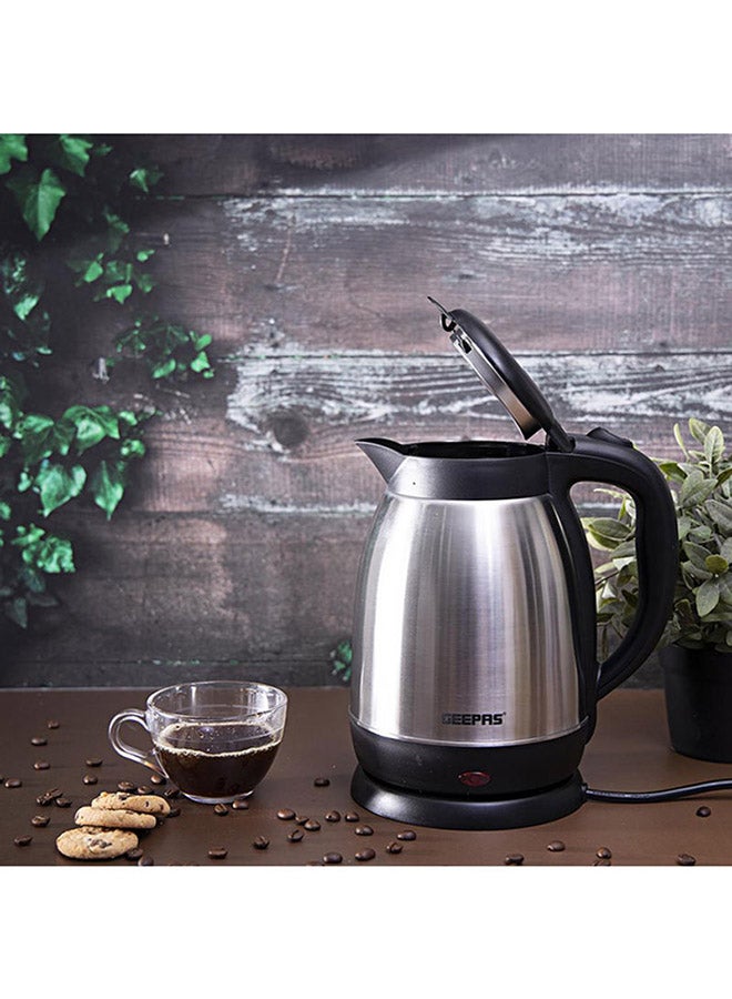 GEEPAS - Stainless Steel Kettle, Double Shell Structure, GK5459 | 1.5L Boil Dry Protection Kettle | Automatic Cut Off | Hidden Heating Element | 360 Cordless Jug Kettle 1500 ml 1400 W GK5459 Silver/Black - Image 1
