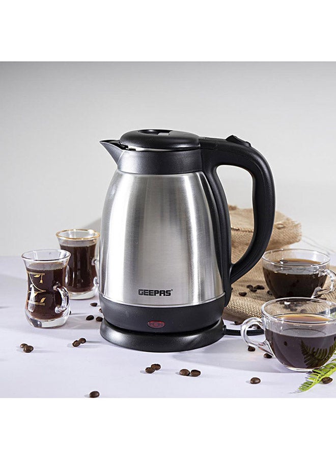 GEEPAS - Stainless Steel Kettle, Double Shell Structure, GK5459 | 1.5L Boil Dry Protection Kettle | Automatic Cut Off | Hidden Heating Element | 360 Cordless Jug Kettle 1500 ml 1400 W GK5459 Silver/Black - Image 1