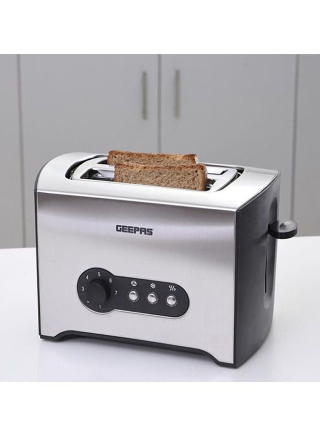 GEEPAS - 2 Slice Toaster - Stainless Steel Bread Toaster with High Lift Lever With High Lift & Lock Function - Reheat| Defrost Function |Lift & Lock Function, Wide 2 Slots, Even & Fast Toasting, 900 W GBT6152 Silver/Black - Image 1