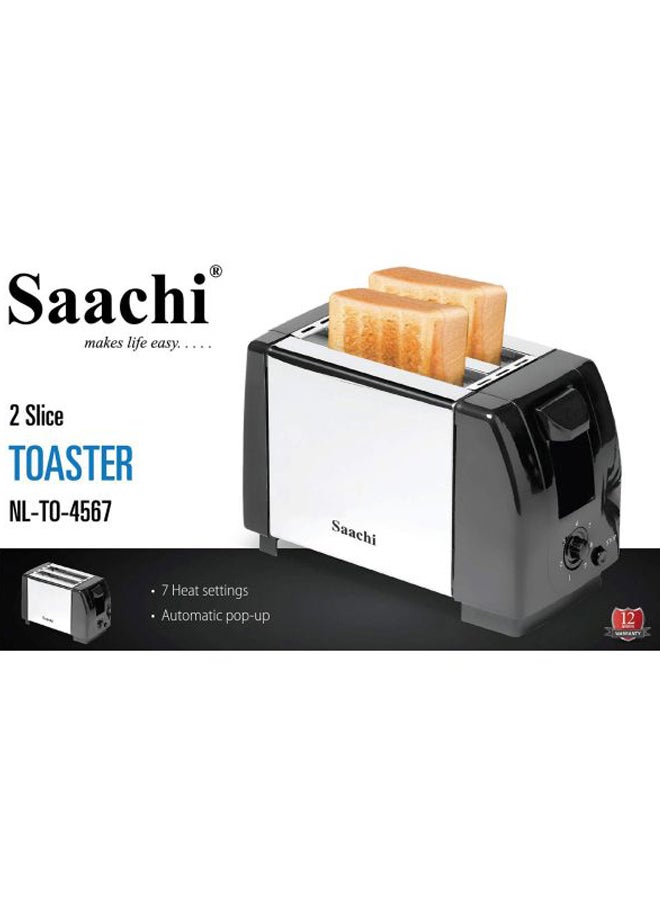 Saachi Stainless Steel 2 Slice Toaster 750W 750 W NL-TO-4567-BK Black  - Image 2