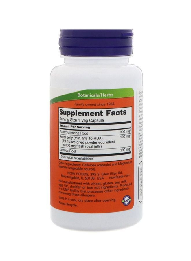 Now Foods - Ginseng And Royal Jelly Dietary Supplement  - 90 Veg Capsules - Image 1