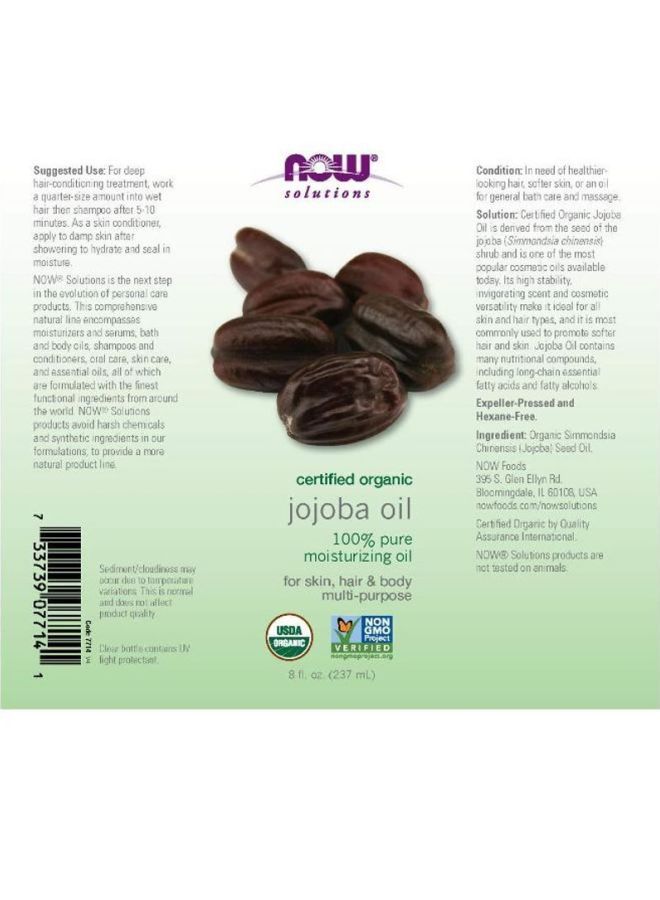 Now Foods - Certified Organic Jojoba Oil 118ml - Image 1