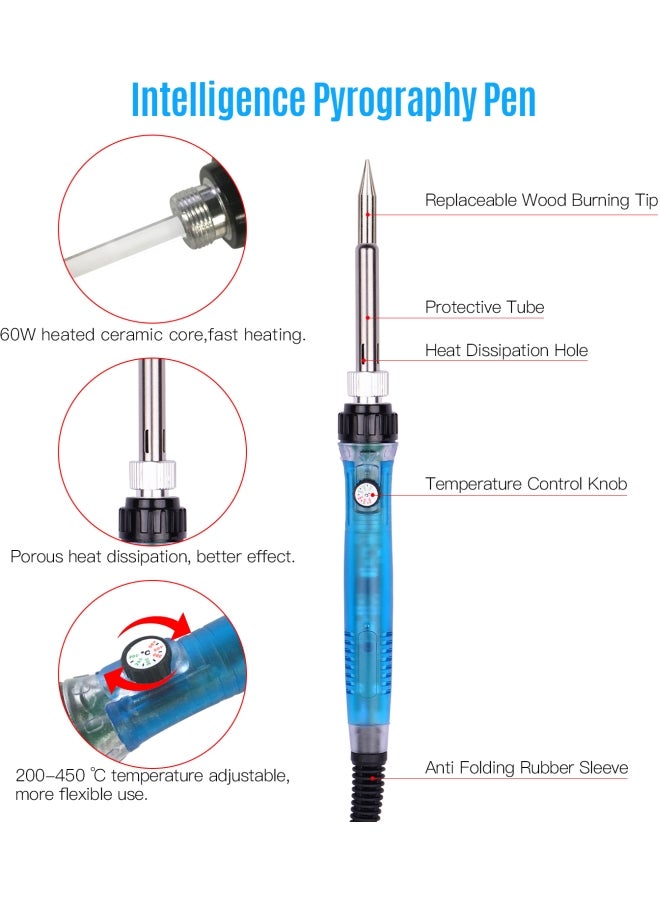 39 Pieces Wood Burning Tool Kit Pyrography Pen Adjustable Temperature from 200-480℃ Multicolour - Image 5