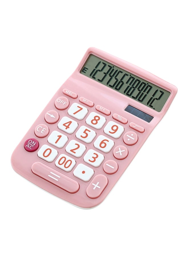 Generic Portable Solar Calculator 12 Digits Large LCD Display Pink  - Image 1