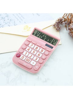 Generic Portable Solar Calculator 12 Digits Large LCD Display Pink  - Image 2