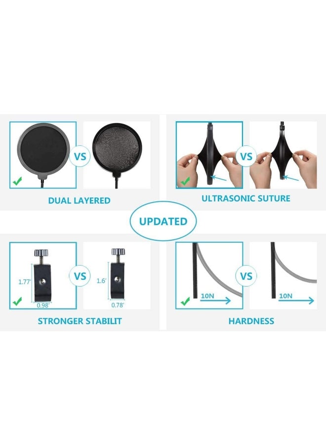 Generic - Microphone Pop Filter, Rotatable, With Double Layer Sound Shield - Image 1