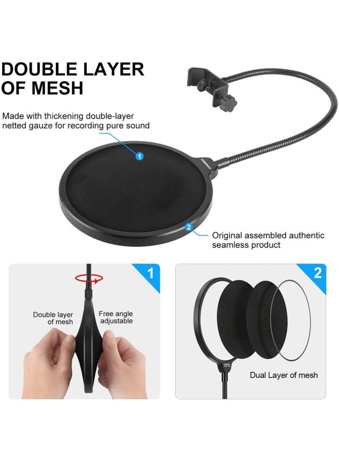 Generic - Microphone Pop Filter, Rotatable, With Double Layer Sound Shield - Image 1
