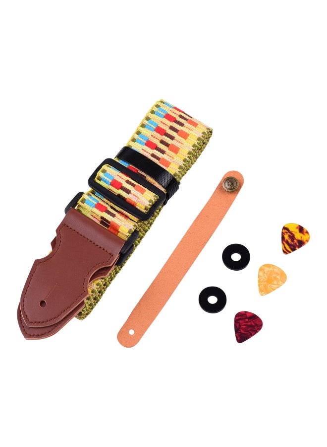Generic Adjustable Guitar Strap Polyester Cotton Rainbow Woven Shoulder Belt  - Image 1