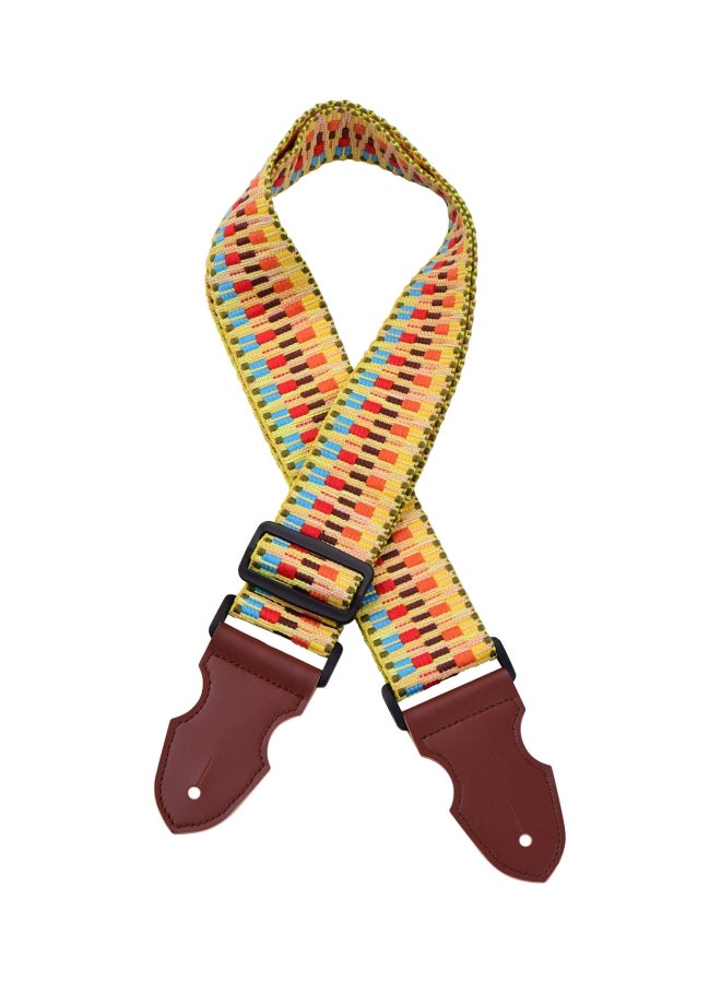 Generic Adjustable Guitar Strap Polyester Cotton Rainbow Woven Shoulder Belt  - Image 4