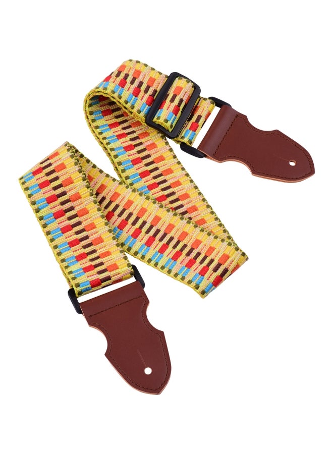 Generic Adjustable Guitar Strap Polyester Cotton Rainbow Woven Shoulder Belt  - Image 2