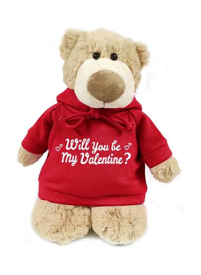 Caravaan - Cuddly Mascot Bear With Trendy Red Hoodie 28cm - Image 1