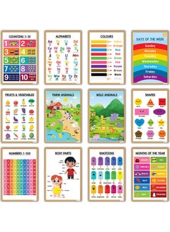 12-Piece Preschool Educational Posters Multicolour