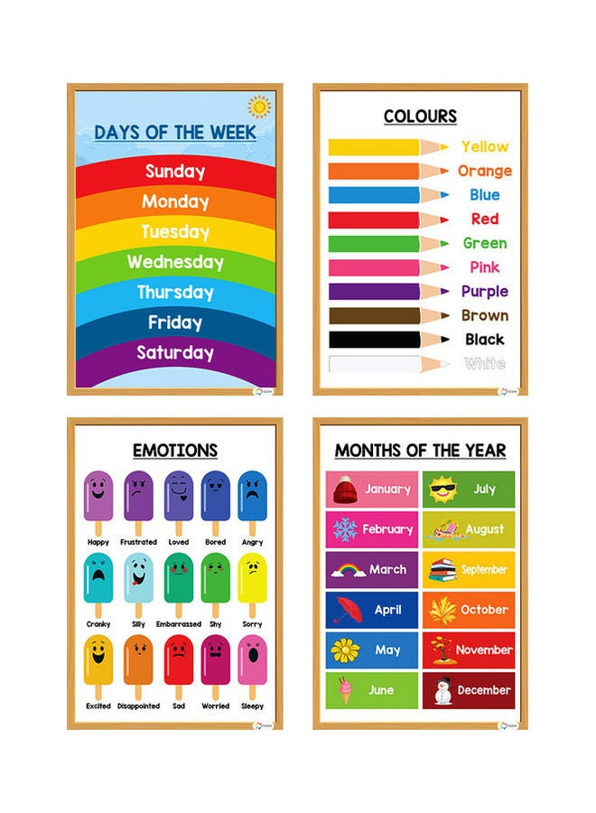 Generic - 12-Piece Preschool Educational Posters Multicolour - Image 1