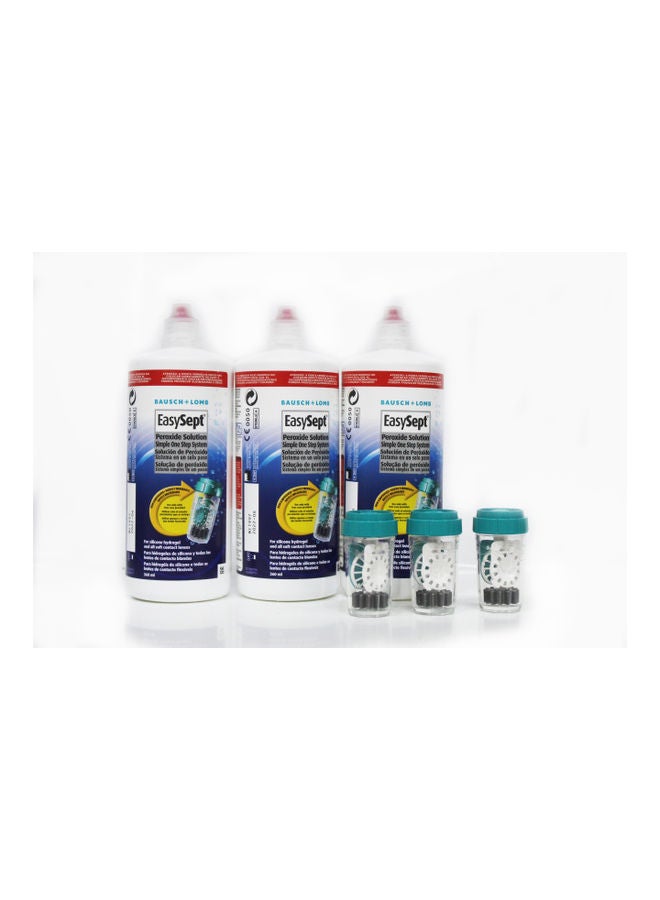 Bausch + Lomb - EasySept Peroxide One Step Lens Solution Multipack With Sterilising Travel Cases - Image 1
