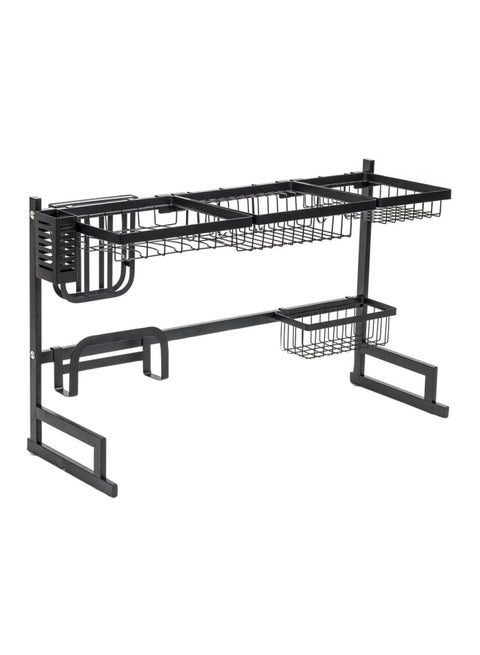 2 Tier Fully Customizable Dish Drying Rack Black 85x32x52cm