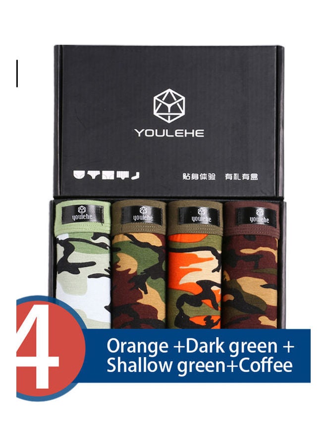 4-Piece Breathable Seamless Boxers Set Dark Brown/Olive Green/White - Image 1