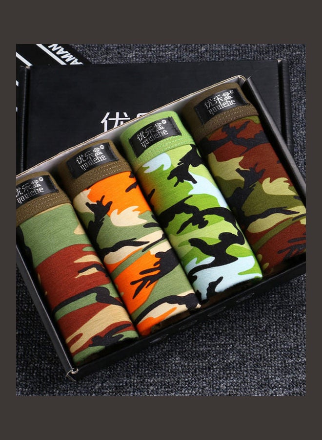4-Piece Breathable Seamless Boxers Set Orange/Slimy Green/Brown - Image 4
