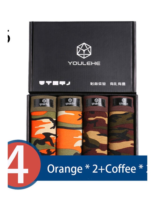 4-Piece Breathable Seamless Boxers Set Orange/light Green/Brown - Image 2