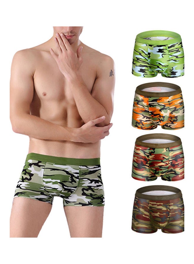 4-Piece Breathable Seamless Boxers Set Green/Brown/Orange - Image 1