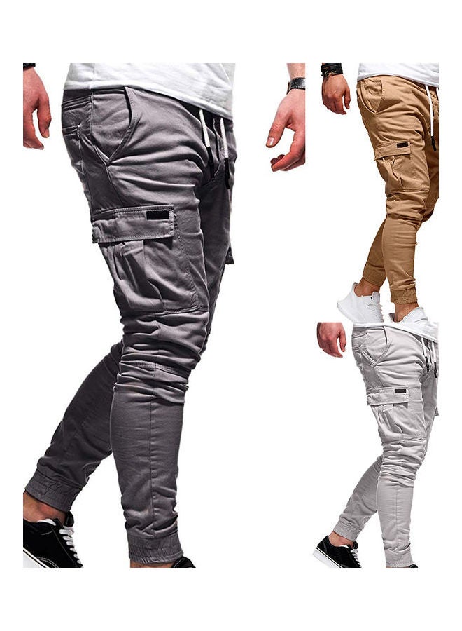 بنطال كاجوال برباط حول الكاحل كاكي - Image 3
