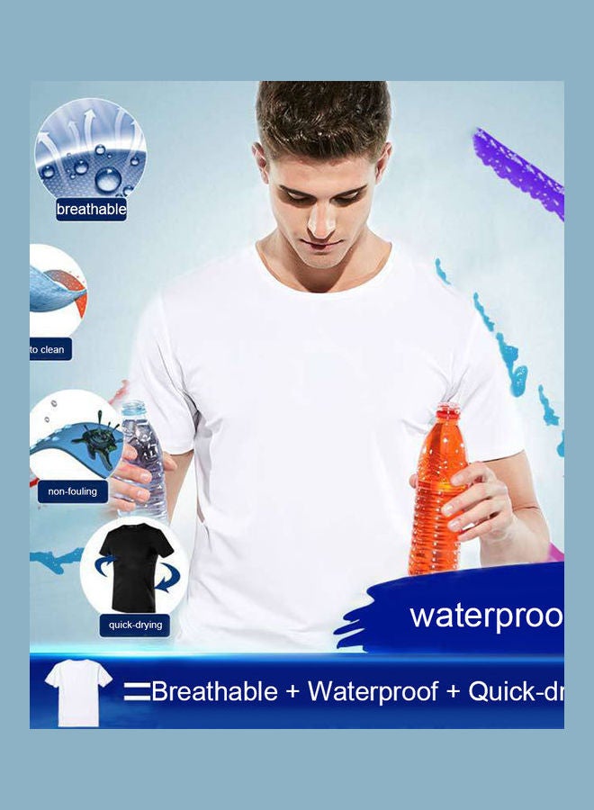 Anti-Dirty Waterproof Round Neck T Shirt Black - Image 2