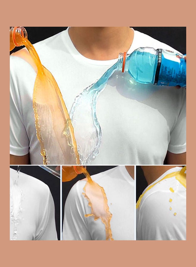 Anti-Dirty Waterproof Round Neck T Shirt Black - Image 3