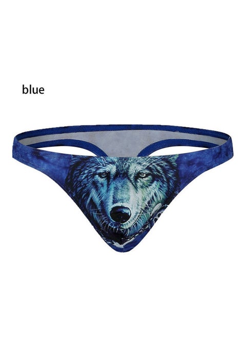 3D Animal Printed G-String Blue