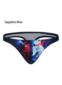 3D Animal Printed G-String Sapphire Blue