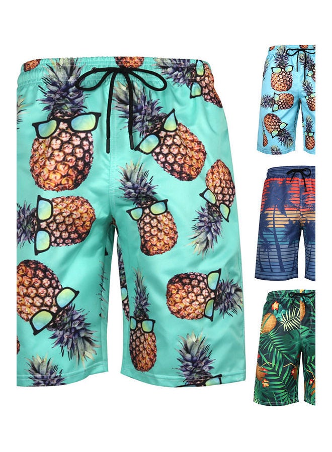 3D Print Mesh Lining Summer Beach Shorts Blue - Image 3