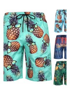 3D Print Mesh Lining Summer Beach Shorts Blue