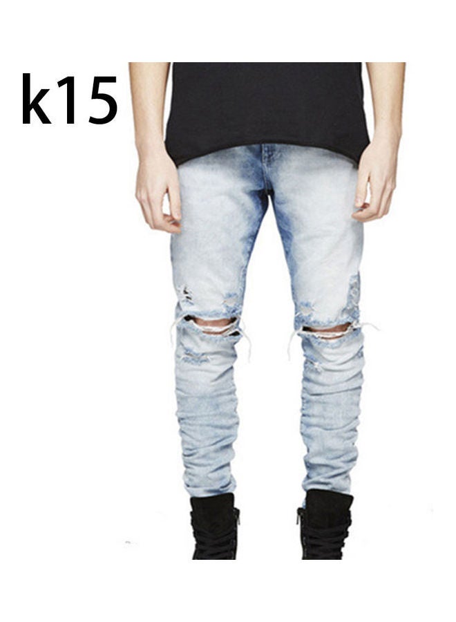 Fashionable Denim Pants Blue - Image 1