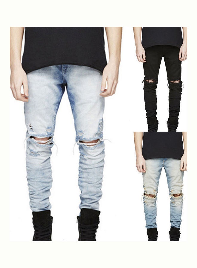 Fashionable Denim Pants Blue - Image 2