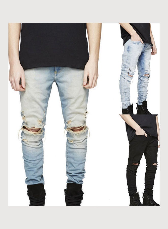 Fashionable Denim Pants Blue - Image 3