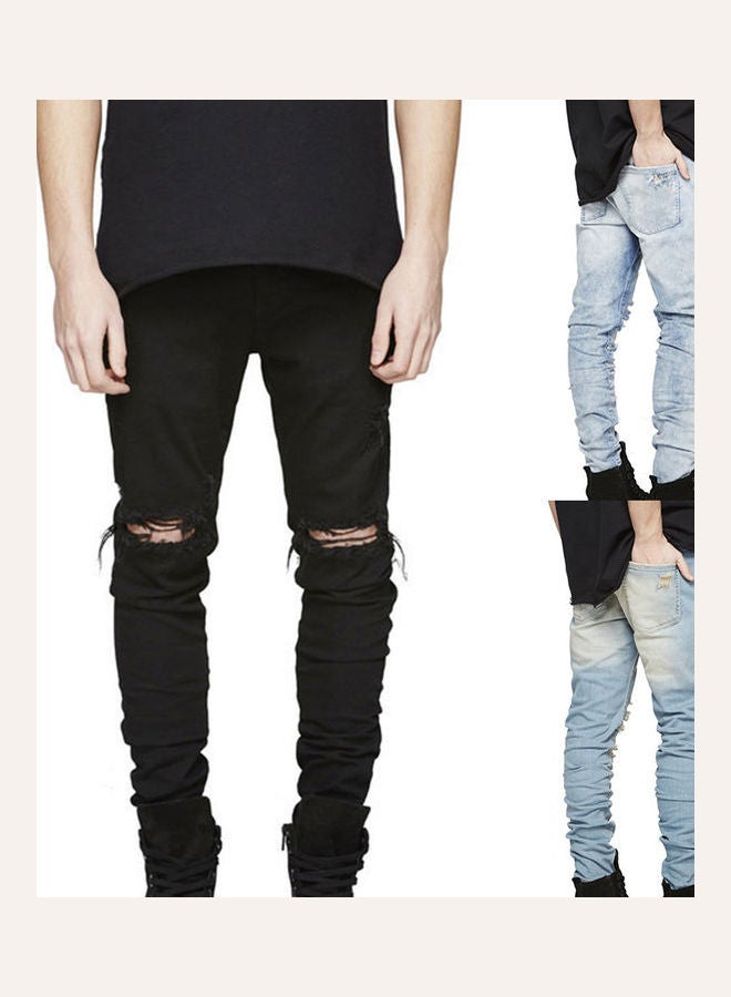 بنطال جينز عصري أصفر فاتح/أزرق - Image 4