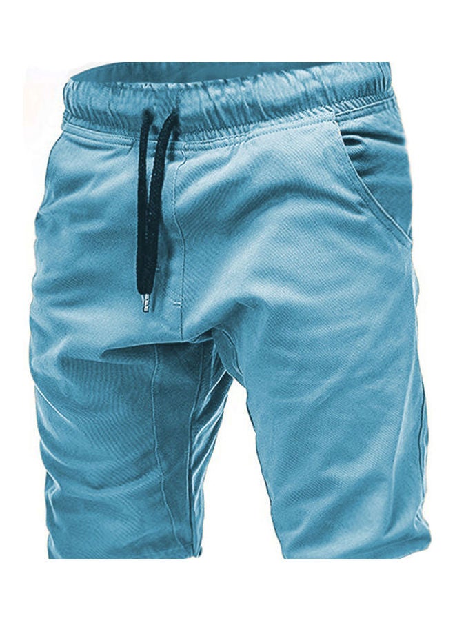 Drawstring Sport Shorts Light Blue 