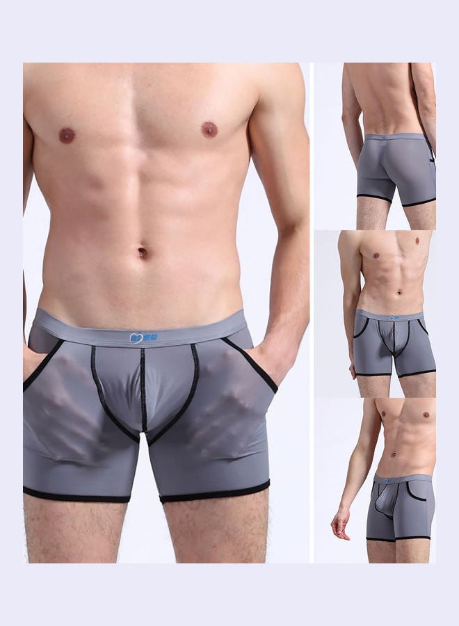 Generic Breathable Middle Rise Bulge Pouch Boxer Sky Blue  - Image 5