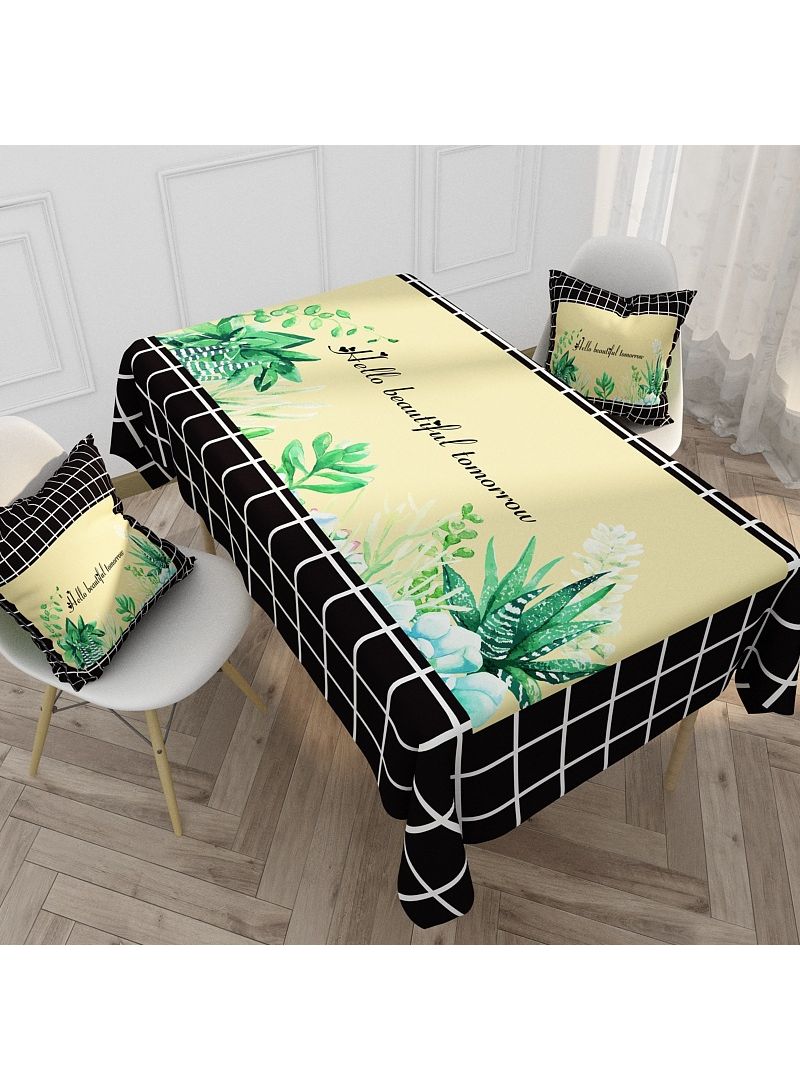 إيهوم مفرش مائدة مضاد للاتساخ مزين بطبعة تصميم بسيط أسود 140x240سم  - Image 1