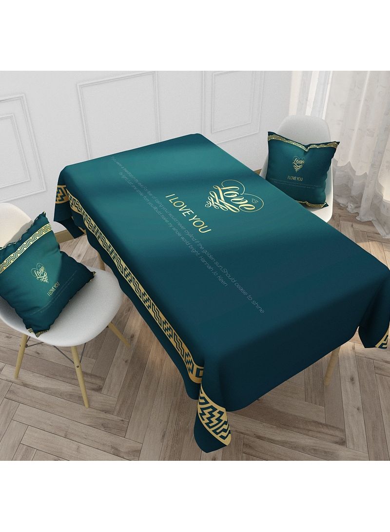 إيهوم مفرش مائدة مضاد للاتساخ مزين بطبعة تصميم بسيط أزرق 140x240سم  - Image 1