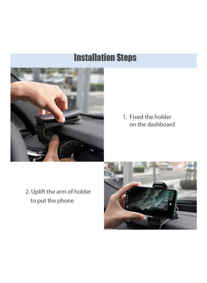 Baseus - Dashboard Car Phone Clip Holder Dash Mount Clamp Mobile Satnav GPS Cradle Compatible with iPhone 13/12 /11 Pro Max XS XR 8 7 SE Samsung S20 S10 A71 A21s Huawei P40 P30 Nokia OnePlus Black - Image 1