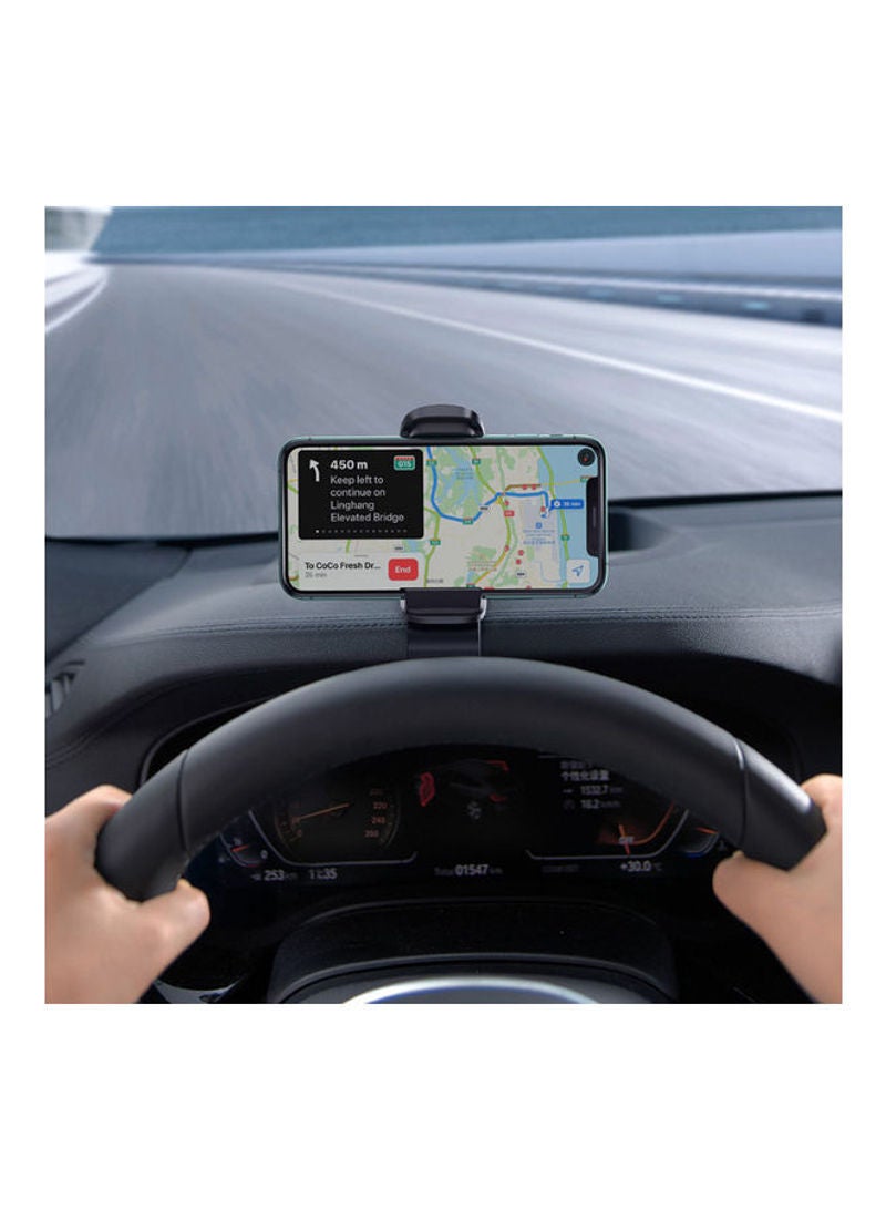 Baseus - Dashboard Car Phone Clip Holder Dash Mount Clamp Mobile Satnav GPS Cradle Compatible with iPhone 13/12 /11 Pro Max XS XR 8 7 SE Samsung S20 S10 A71 A21s Huawei P40 P30 Nokia OnePlus Black - Image 1