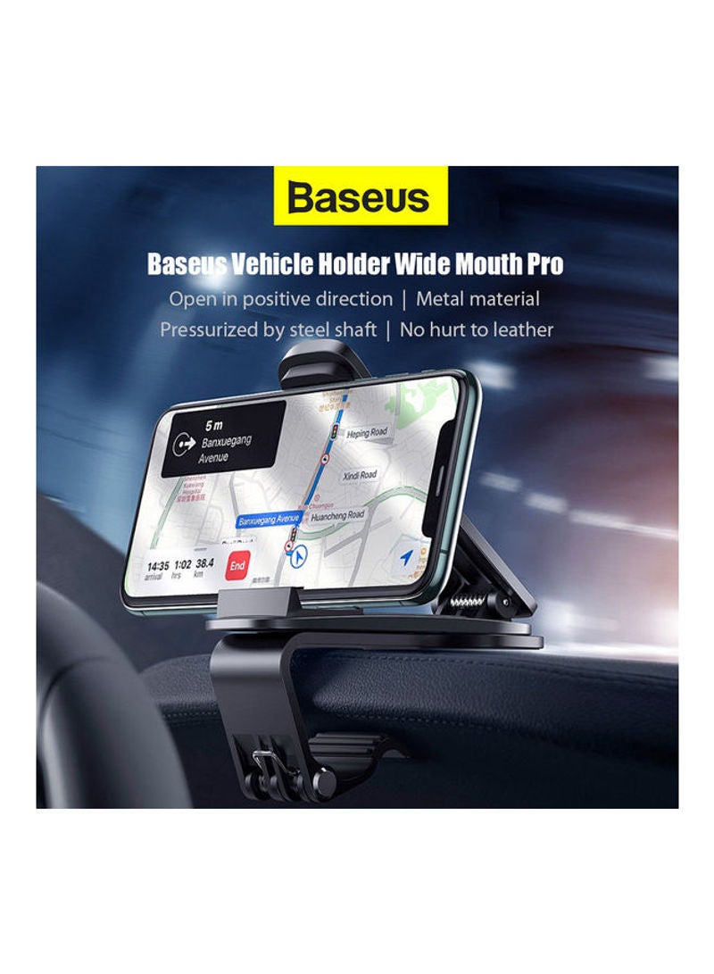 Baseus - Dashboard Car Phone Clip Holder Dash Mount Clamp Mobile Satnav GPS Cradle Compatible with iPhone 13/12 /11 Pro Max XS XR 8 7 SE Samsung S20 S10 A71 A21s Huawei P40 P30 Nokia OnePlus Black - Image 1