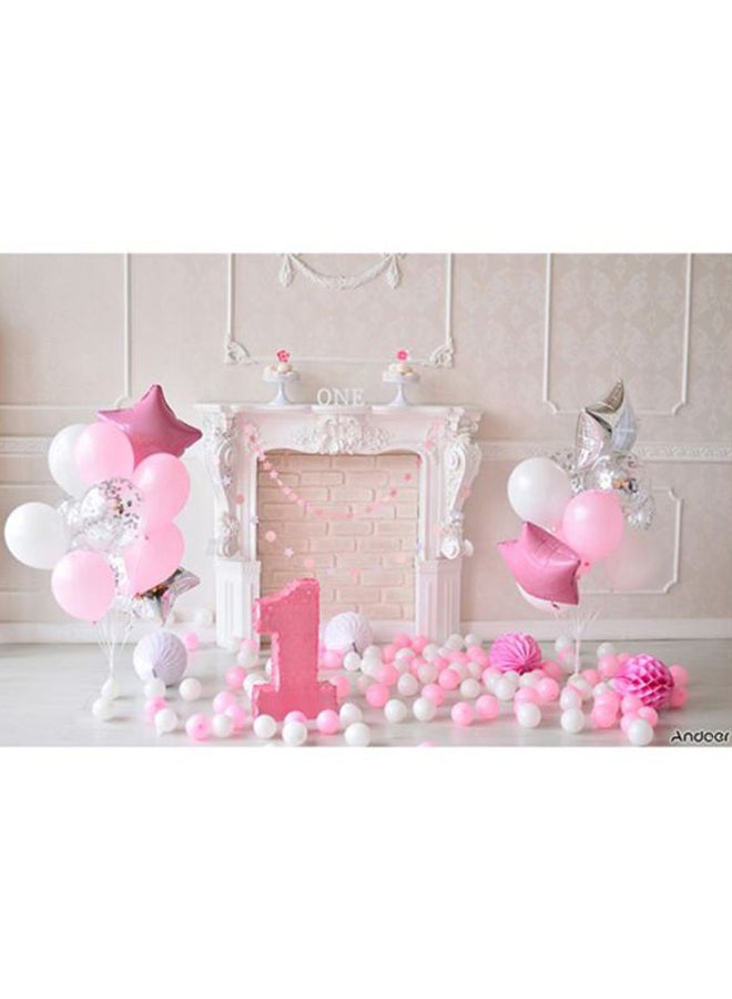 ANDOER First Birthday Backdrop Photography Background White/Pink 