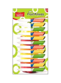 Royalford 12-Piece Fruit Knife Set Green/Yellow/Pink  - Image 1