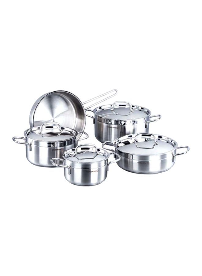 9-Piece Alfa Stainless Steel Cookware Set Silver 