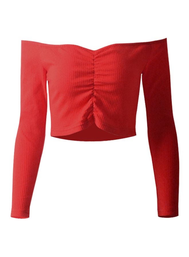 Solid Crop Top Red