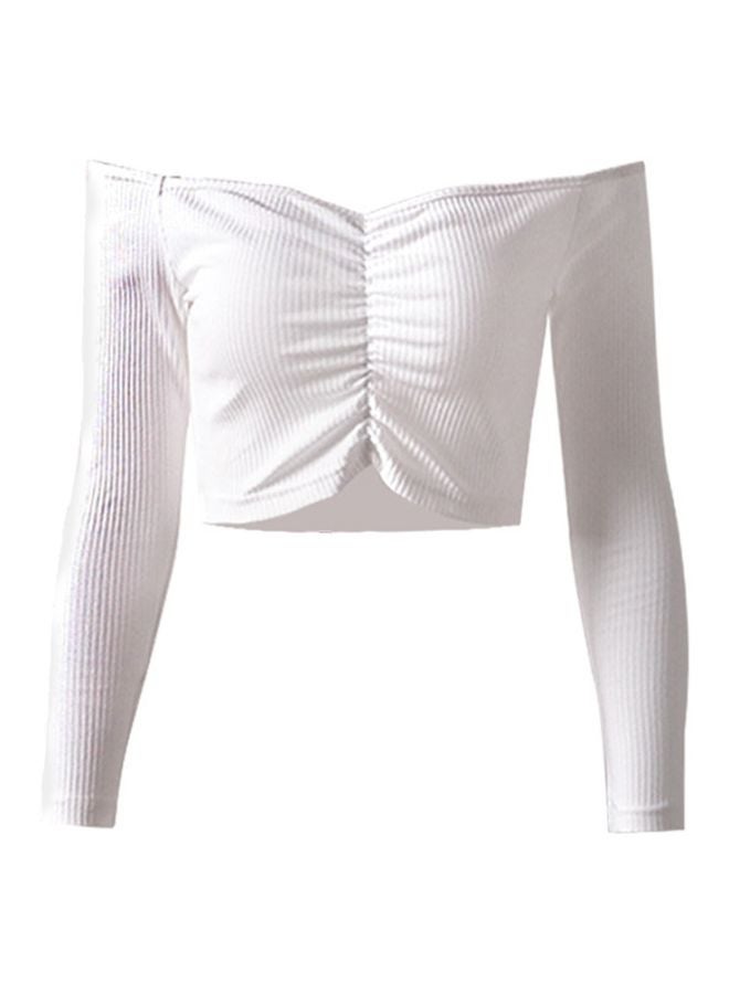 بلوزة قصيرة سادة أبيض