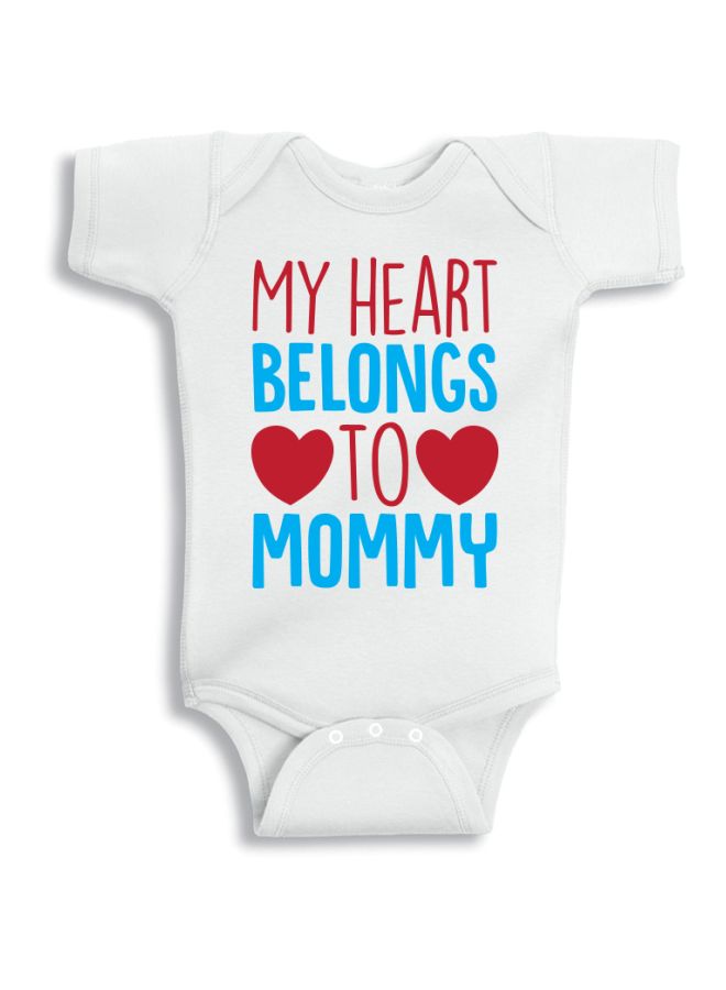 Twinkle Hands - My Heart Belongs To Mommy Printed Onesie White/Red/Blue - Image 1