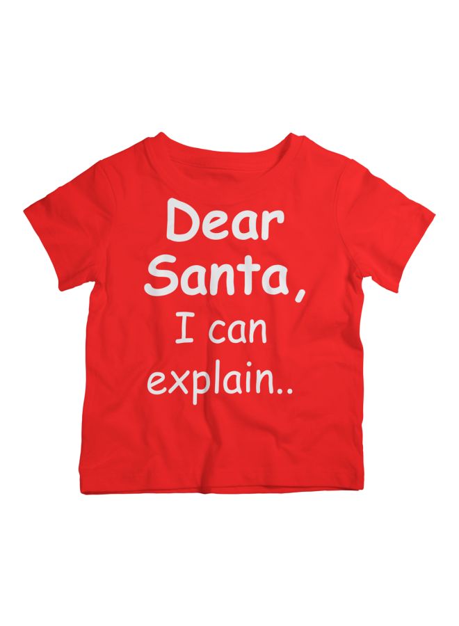 Twinkle Hands Dear Santa I Can Explain Printed T-Shirt Red/White - Image 1