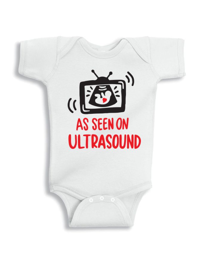 Twinkle Hands - As Seen On Ultrasound Printed Onesie White/Red/Black - Image 1