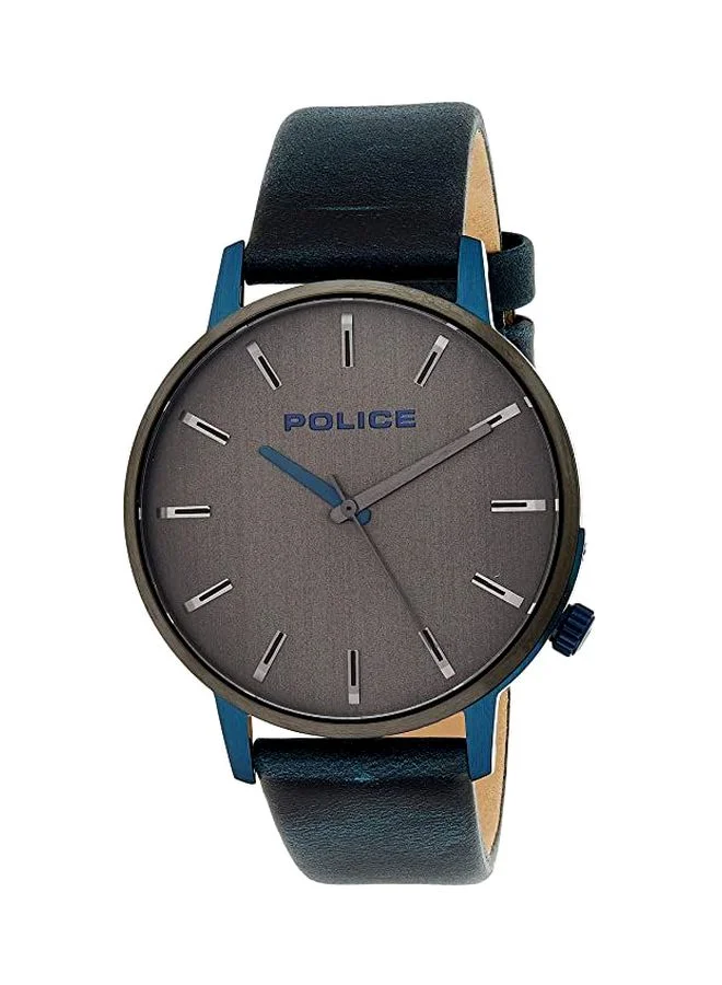 POLICE Marmol Men's Grey Dial Leather Band Watch - P 15923JSBLU-13